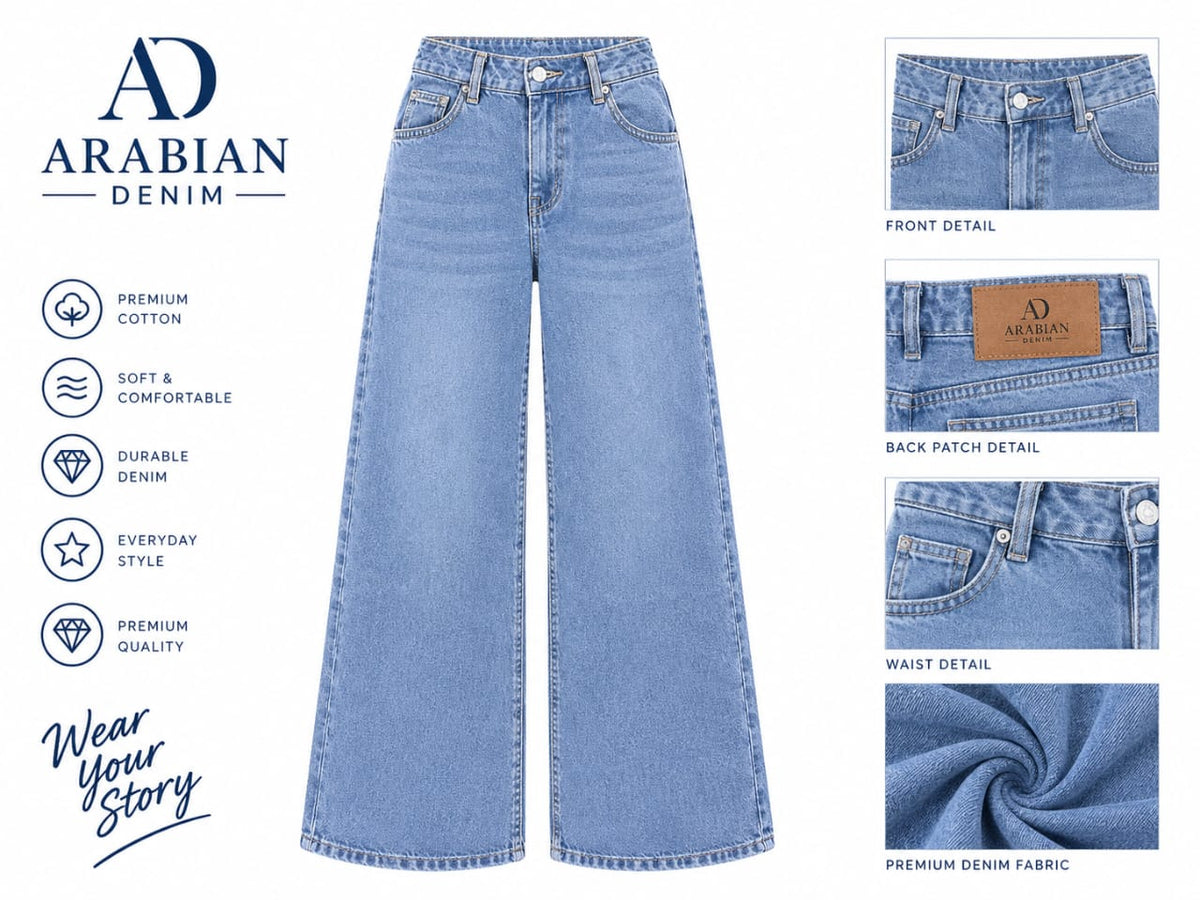 Arabian Denim Palazzo Wide Leg Jeans